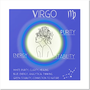 Virgo Aura: Embracing White, Green, and Blue Harmony Posters and Art